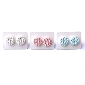 Handmade Polymer Clay Earrings Knit Studs